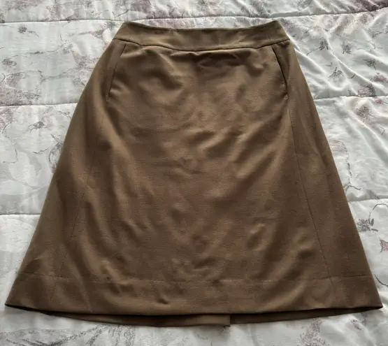 Jil Sander Brown Virgin Wool Knee Length Pencil Skirt with Pockets and Faux Slit, size 34 or US 2 Made in Italy