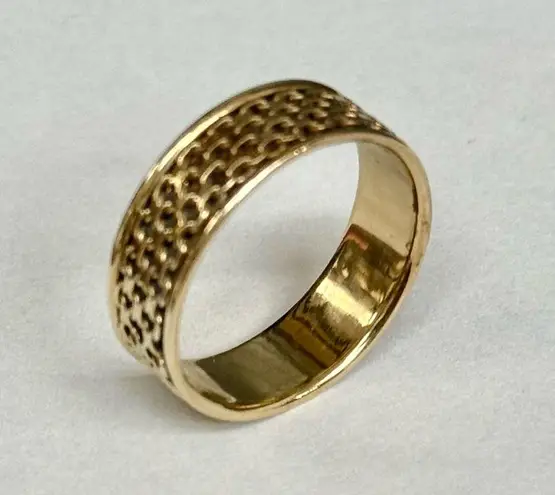 Gold Tone Woven Band Ring AK 925 Turkey Sterling Silver Band Ring Size 9 EUC