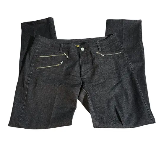 St. John YELLOW LABEL Black Denim Jeans Zippers Sz 6