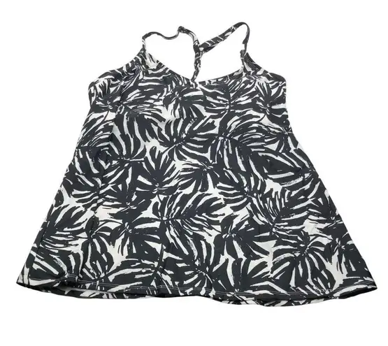 Island Escape Full Bust Support Underwire Tankini Top Palm Print Black White 20W