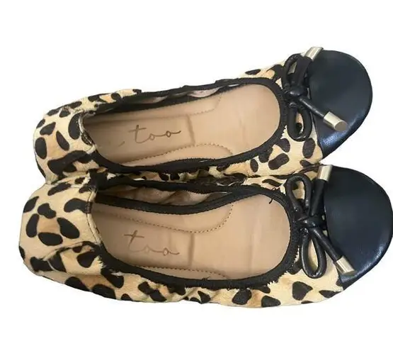 Me Too Women's Size 6 Cheetah Leather Upper Ballerina Flats
