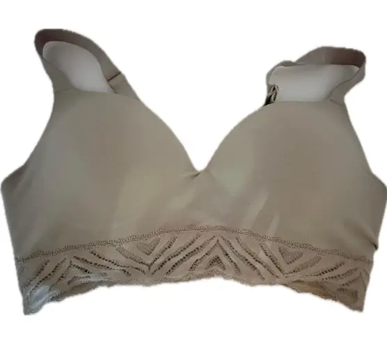 Felina Women's Lace Wirefree Bra Adjustable Straps Neutral L Size L
