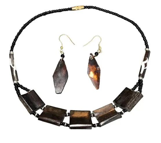 Handmade Women’s Necklace Earring Set Dangle Earrings Chocker Necklace 1… Black