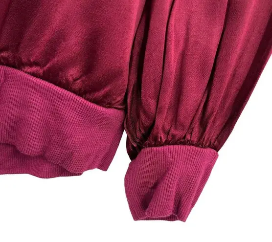 LA Made  Dark Red Satin Feel Long Sleeve Size Small (estimated)