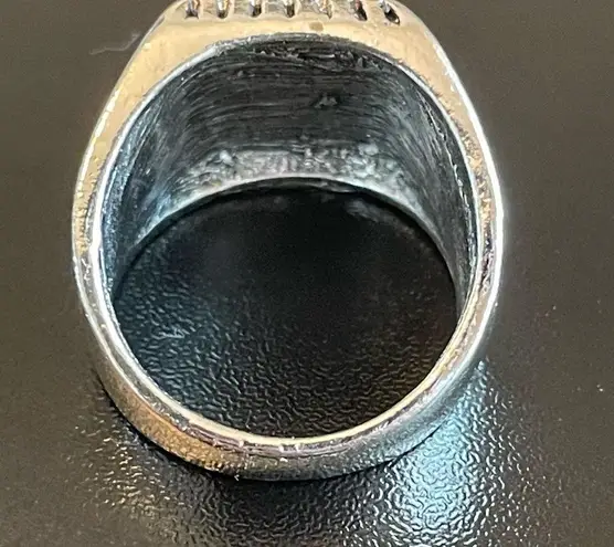 Trendy Black obsidian stone S925 silver ring size 8