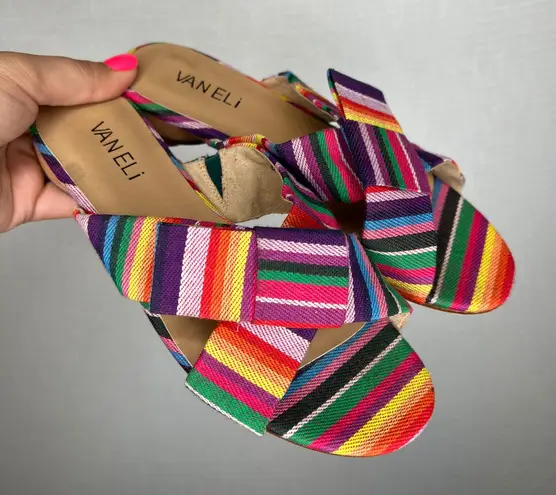 Van Eli Multicolor Stripe Fabric Sandals Slides Women's Size 6M