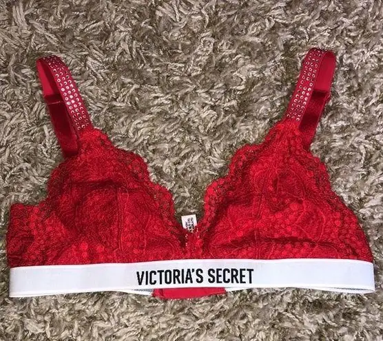 Victoria's Secret Victoria’s Secret Bra red lace bling bra lounger size small vs bra evening wear‌