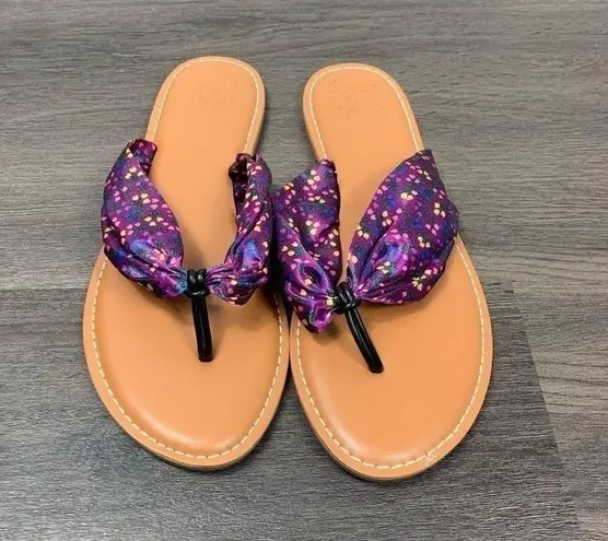 Matilda Jane Toes In The Sand Purple Floral Flip Flops Size 9