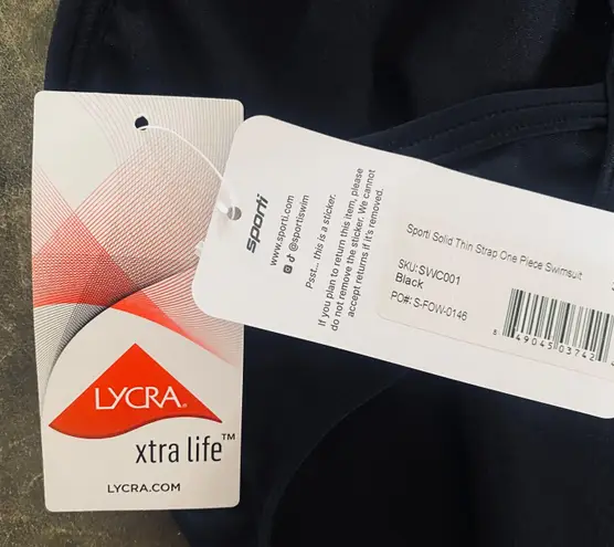 Sporti HydroLast Solid Thin Strap Swimsuit Black