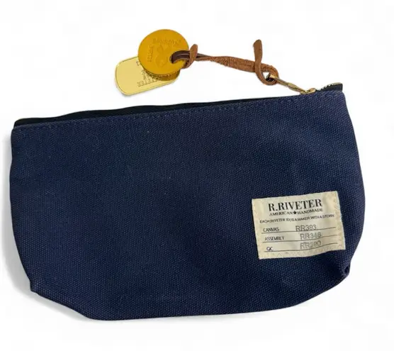 R. Riveter Lucy Canvas Zipper Pouch Navy Blue