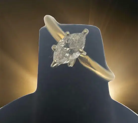 Solitaire Vintage: .5 CT Marquise Diamond Engagement Ring 𖦹 14K Gold Band 𖦹 5