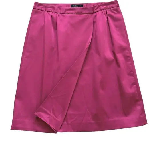 Talbots  Skirt Raspberry Pink Faux Wrap Pockets Career Dressy Lined Skirt Size 8