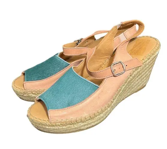 Anthropologie  Naguisa Ruca Wedge Espadrilles Sandal Leather Womens Size 41 US 11