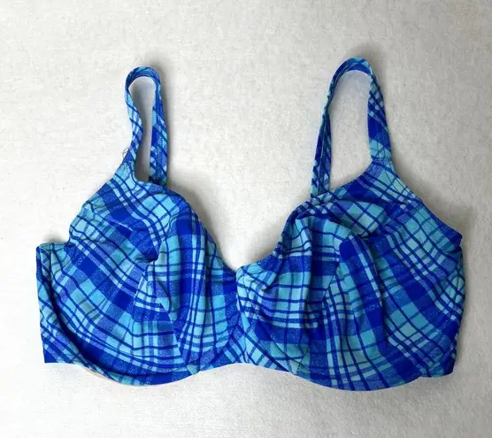 Vintage Christina Krista Blue Plaid Bikini Top Size 14