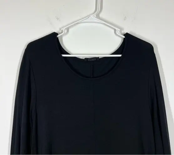 LUUKAA Long Sleeve Mesh Jersey Knit Lagenlook Dress Size 4 Black