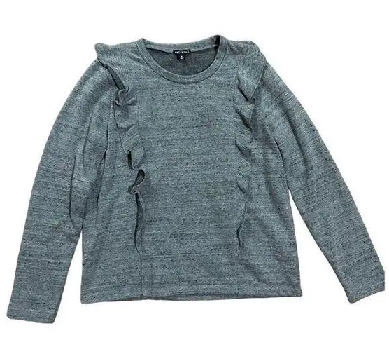 J. Crew Mercantile ruffled sweatshirt pullover grey speckled sz medium Gray