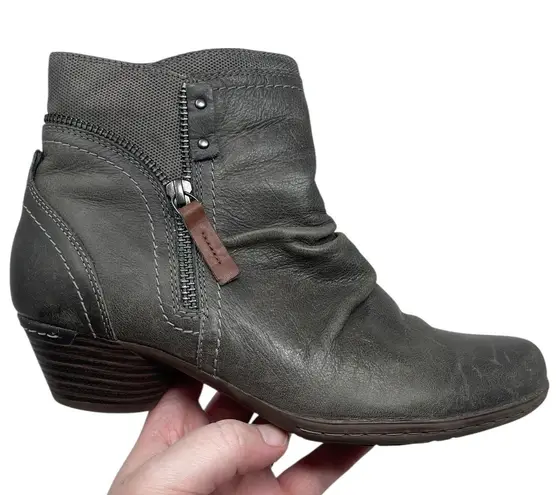 Cobb Hill “Laurel” Gray Leather Zip Ankle Boots Women’s Size 7 Fall Winter