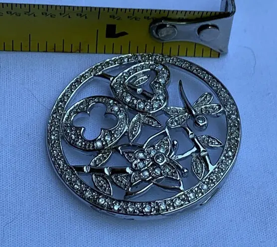 Sterling Silver Women's Heart Butterfly Firefly Pendant, Sparkly CZ Accents