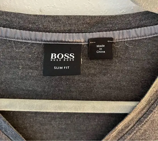 Hugo Boss Boss Top Silk & Cashmere Grey Long Sleeves V Neck Top Sz L EUC