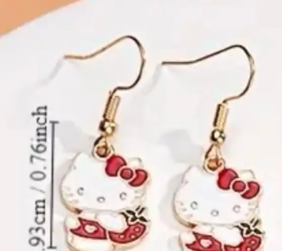 Hello Kitty Adorable Red Strawberry  Dangle Earrings -