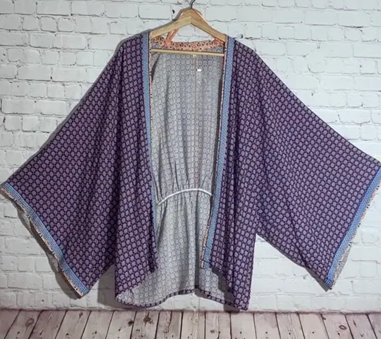 Sim & Sam Women's Purple open Kimono Top hippie bohemian festival XLARGE NWOT