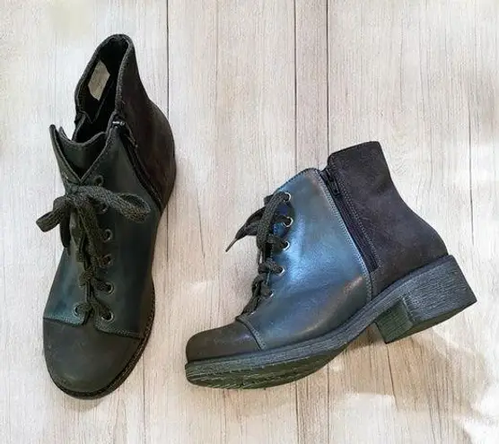 NWOT Naot Groovy lace up boots Oily Midnight Vintage Ash Black Size 6