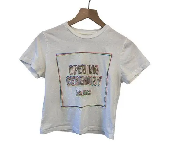 Opening Ceremony Logo Cropped white T-shirt XS Authentic
