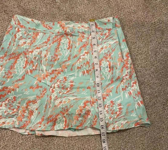 Lady Hagen  golf Skort w/ attached shorts, mint green orange print, women’s sz 10