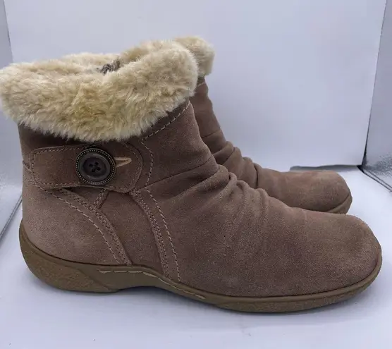 Baretraps faux fur leather tan winter ankle boots women Size 8 1/2