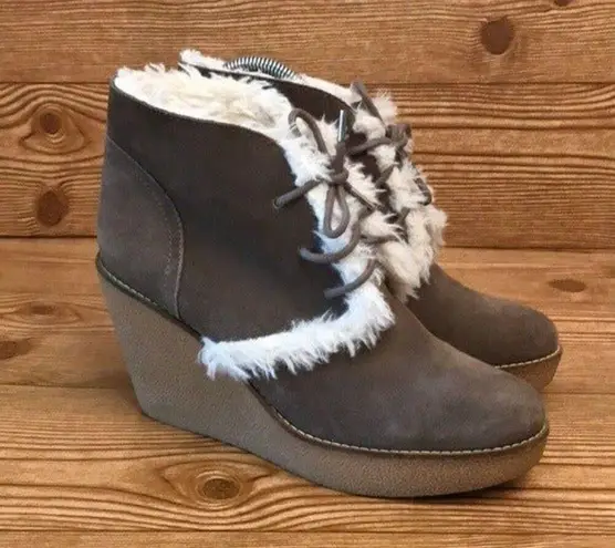 Gap  NEW YORK “Gwen Shearling” Tree Bark Suede Wedges Boots ladies size 9