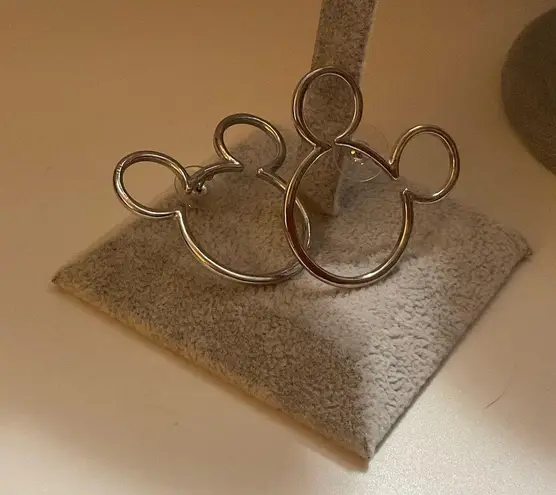 Disney  : Silver plated Mickey head shaped earrings. Approximate one inch in size