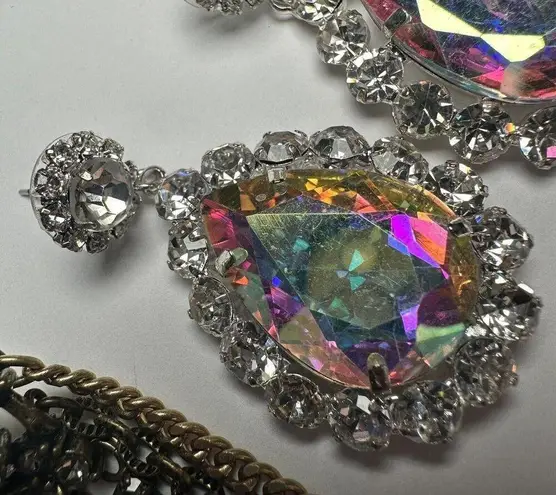 Sparkly Statement Rhinestone Mix Dangle Drop Pierced Earrings Lot Of 3