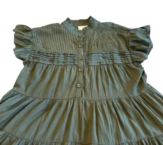 Muche & Muchette Vera Shift Dress Green Tiered Flowy Oversized One Size Women's Size M
