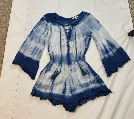 American Eagle 21  Outfitters Boho Blue Tie Dye Romper Size XXS