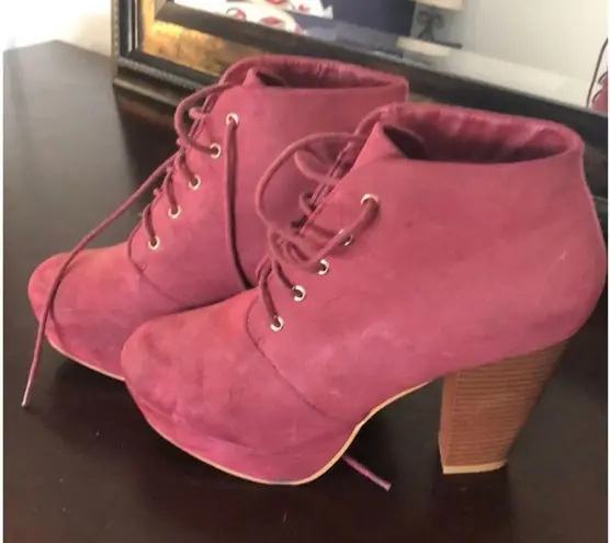 Bella Marie Was $39 now $20 platform booties in cranberry red size 10 tall