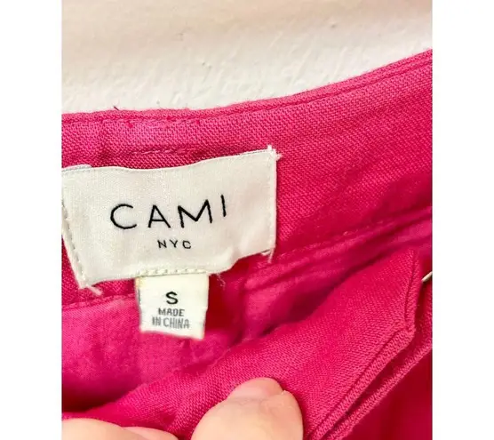 Cami NYC Rylie Linen Blend High Waisted Wide Leg Trouser Raspberry Womens Size S
