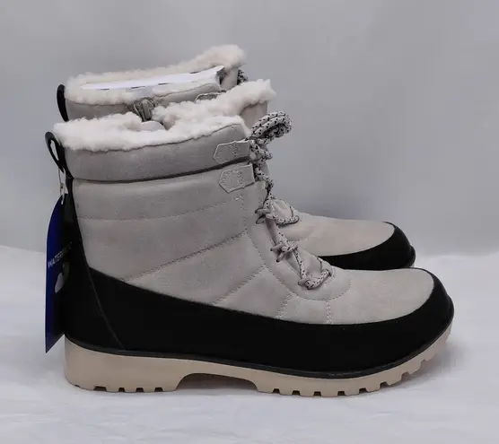 Jbu by Jambu Womens 8.5 Alaska Waterproof Winter Snow Boots Gray Black Faux Fur