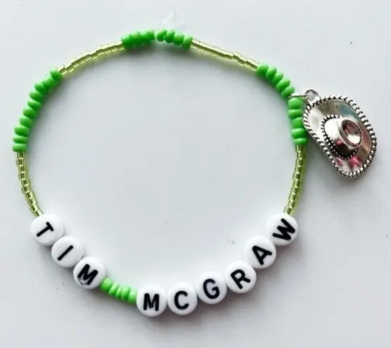 Tour Friendship Bracelet Tim McGraw Debut w/ Cowboy Hat Charm White