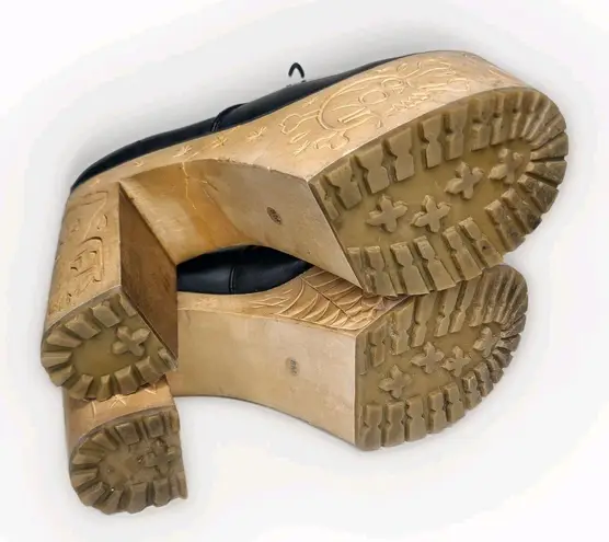 Current Mood Steady Creepin Wooden Faux Leather Platform Heels Shoes Size 8 Black