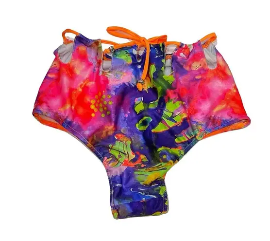NEW Robb Lulu L High Waist Bikini Bottom Groovy Lucy High Pant Cutout Swimwear Purple Size L