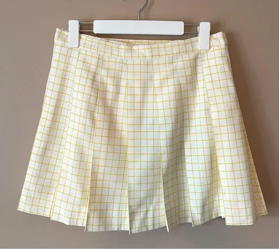 CYCLE | Vintage Yellow Plaid Pleated Mini Skirt Sz L Size L