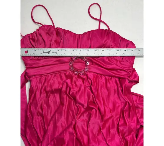 Mom Dad & Me Magenta Belted Empire Waist Maxi Pleated Evening Gown. Size M. NWT Pink Size M