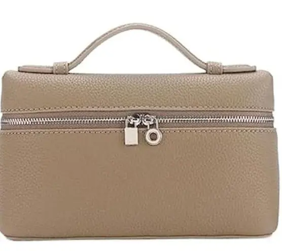 NWT Crossbody Purse Convertible Clutch Top Handle Removable Adjustable Strap Tan Gray