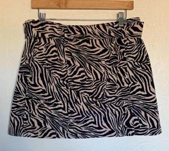 ZARA Zebra print corduroy belted mini skirt