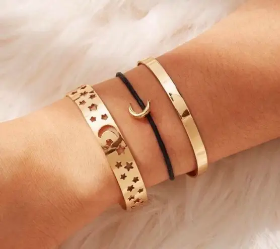 Boutique Star & Moon 3pc Gold Bracelets Set