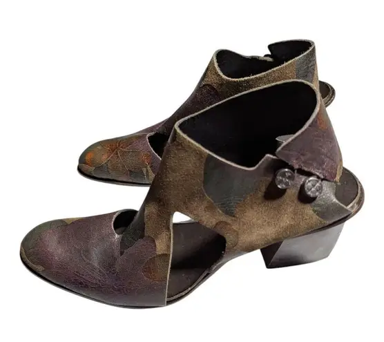 Cydwoq Curlicue Plum Brown Rustic Floral Leather Block Heel Ankle Boots 36 6