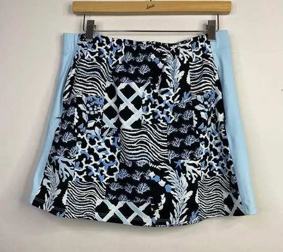 J. McLaughlin  Palm Spring Patchwork Classic Golf Tennis Skort Skirt Shorts Blue M