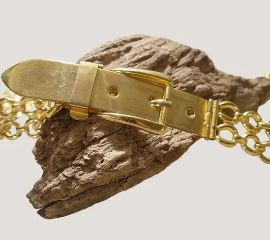 Gold Chain Size 32 Link Double Link Belt Buckle Vintage Style Adjustable Plated