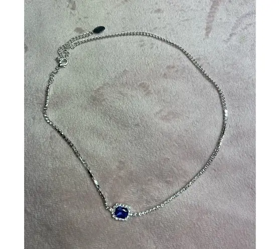 8 Other Reasons NEW Silver Blue Rhinestone Gem Material Girl Necklace Chocker