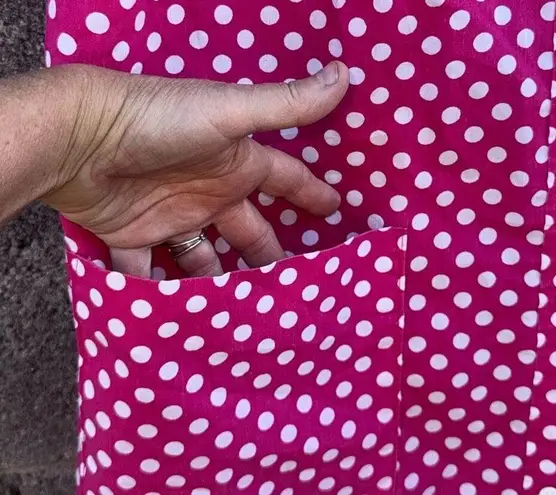 1960s Vintage It's A Charm Snap Pink Polkadot Housecoat Small Medium